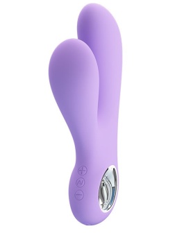 Сиреневый вибратор с клиторальным отростком Canrol - 17,1 см.