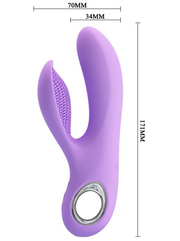 Сиреневый вибратор с клиторальным отростком Canrol - 17,1 см.