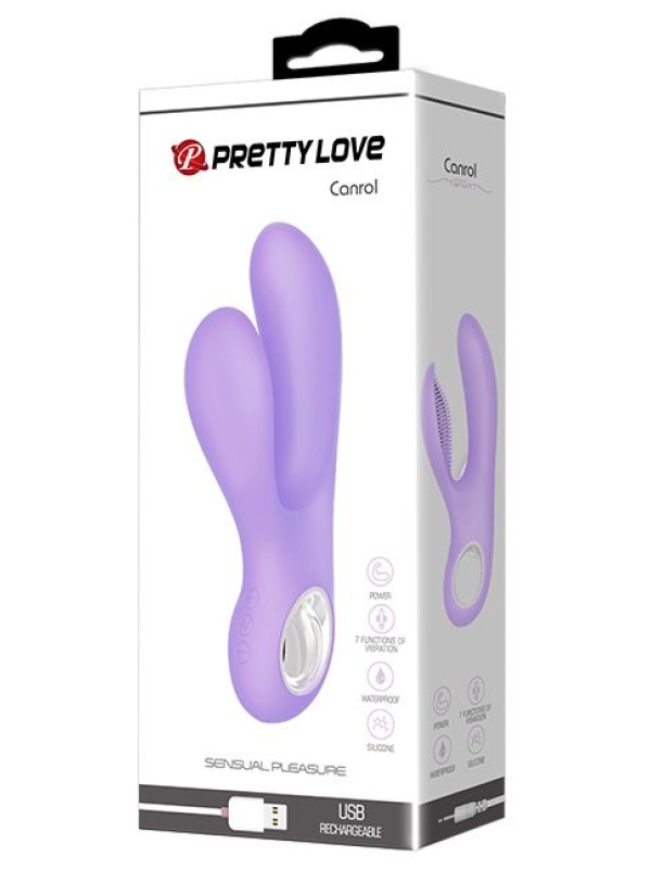 Сиреневый вибратор с клиторальным отростком Canrol - 17,1 см.