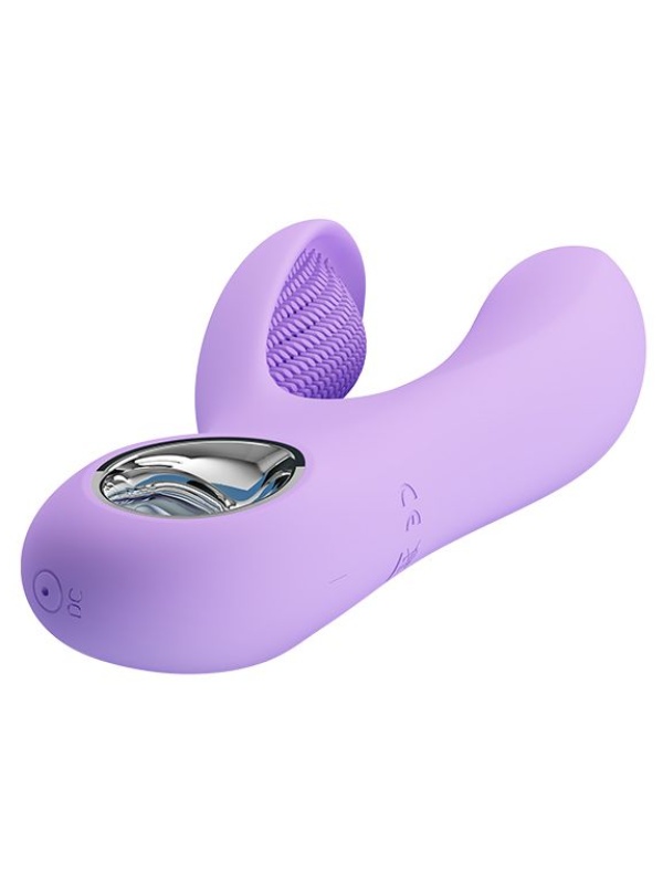Сиреневый вибратор с клиторальным отростком Canrol - 17,1 см.
