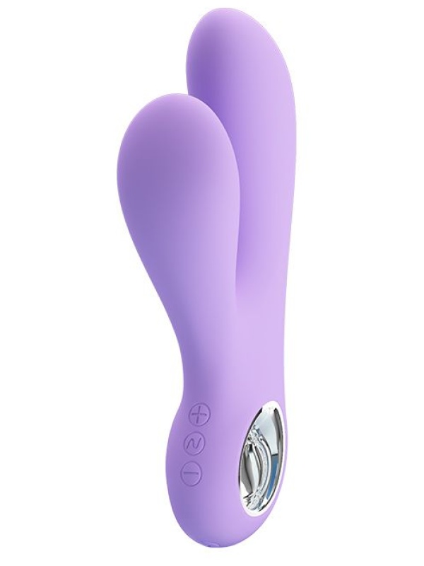 Сиреневый вибратор с клиторальным отростком Canrol - 17,1 см.