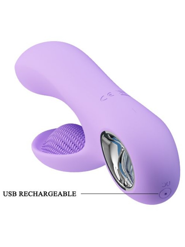 Сиреневый вибратор с клиторальным отростком Canrol - 17,1 см.