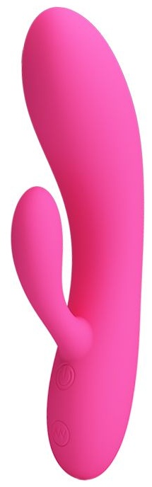 Розовый вибратор с клиторальным отростком Ives - 16,9 см.