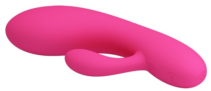 Розовый вибратор с клиторальным отростком Ives - 16,9 см.