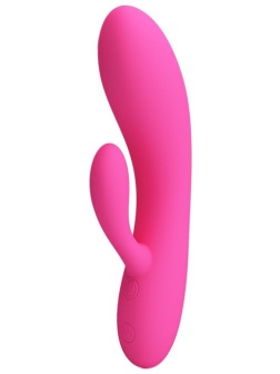 Розовый вибратор с клиторальным отростком Ives - 16,9 см.