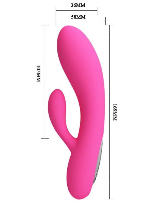 Розовый вибратор с клиторальным отростком Ives - 16,9 см.
