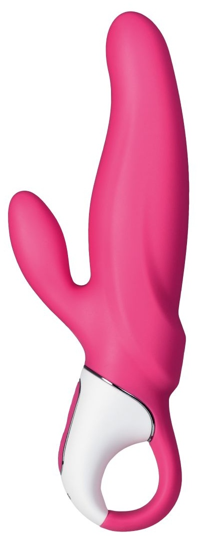 Ярко-розовый вибратор  Satisfyer Mr. Rabbit с клиторальным отростком - 22,1 см.