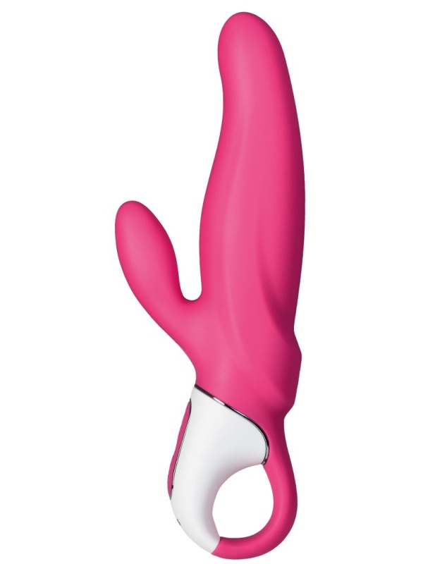 Ярко-розовый вибратор  Satisfyer Mr. Rabbit с клиторальным отростком - 22,1 см.