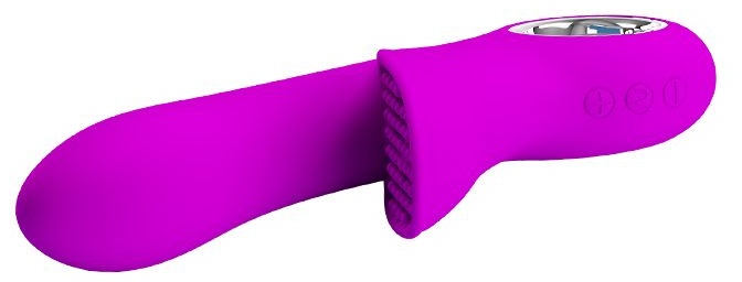 Лиловый вибратор Carol с клиторальной щеточкой - 19 см.