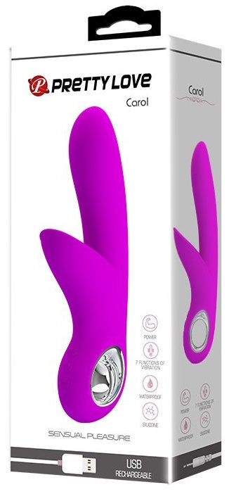 Лиловый вибратор Carol с клиторальной щеточкой - 19 см.