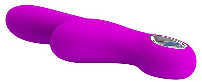 Лиловый вибратор Carol с клиторальной щеточкой - 19 см.