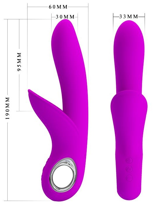 Лиловый вибратор Carol с клиторальной щеточкой - 19 см.