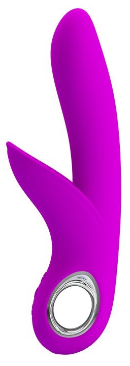 Лиловый вибратор Carol с клиторальной щеточкой - 19 см.