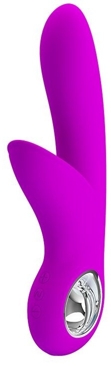Лиловый вибратор Carol с клиторальной щеточкой - 19 см.