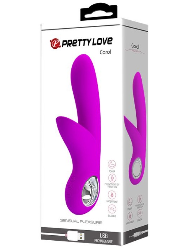 Лиловый вибратор Carol с клиторальной щеточкой - 19 см.