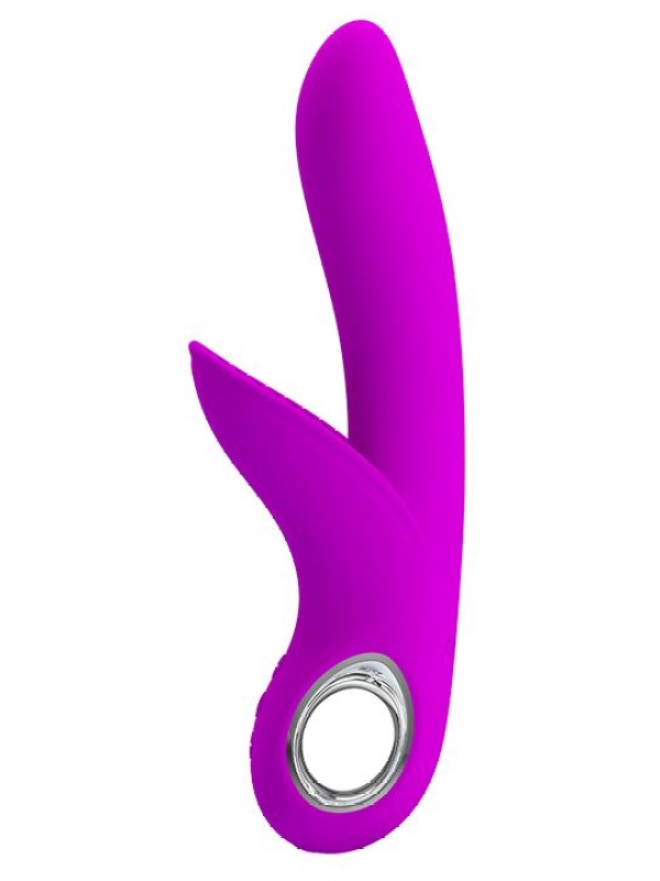 Лиловый вибратор Carol с клиторальной щеточкой - 19 см.