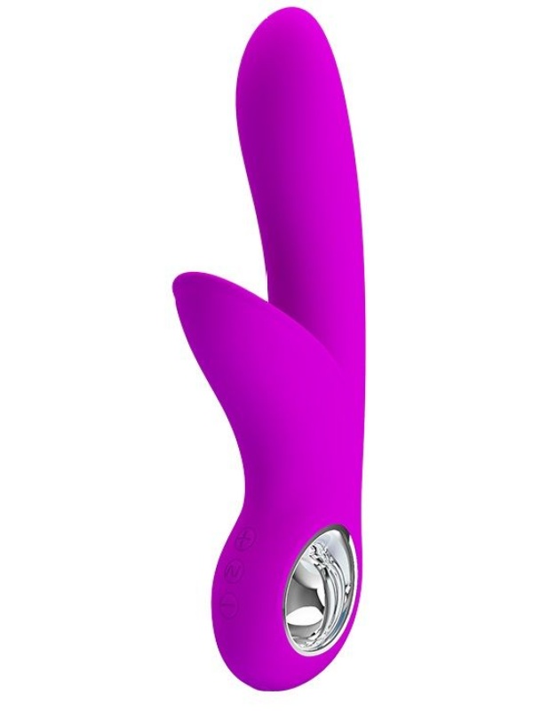 Лиловый вибратор Carol с клиторальной щеточкой - 19 см.