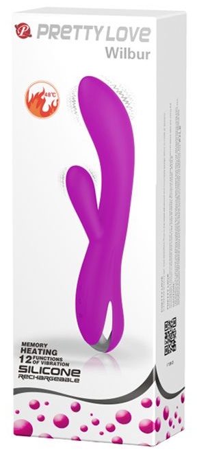 Лиловый вибратор-кролик Wilbur с функцией нагрева - 20,5 см.