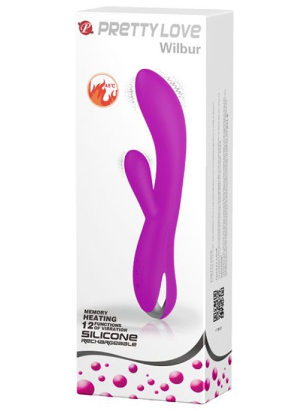 Лиловый вибратор-кролик Wilbur с функцией нагрева - 20,5 см.