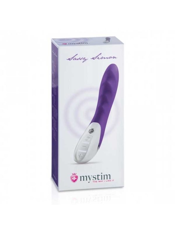 Фиолетовый вибратор Mystim Sassy Simon - 27 см.