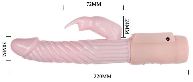 Вибратор Fire Bunny с клиторальным отростком и нагревом - 22 см.