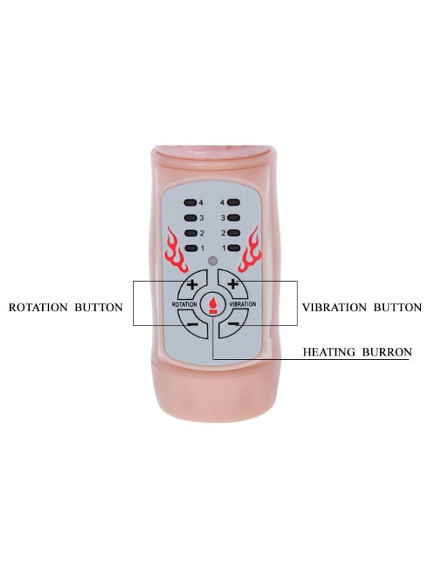 Вибратор Fire Bunny с клиторальным отростком и нагревом - 22 см.