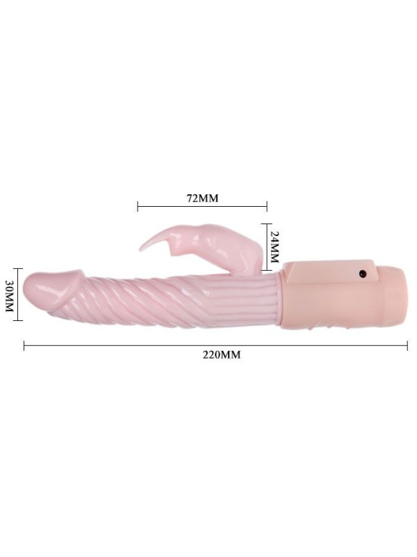 Вибратор Fire Bunny с клиторальным отростком и нагревом - 22 см.