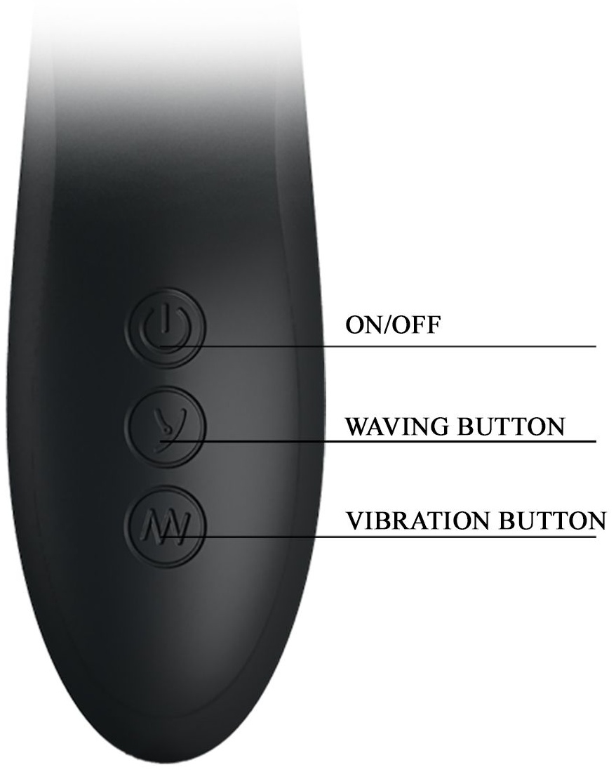 Чёрный вибратор с клиторальным отростком Dylan - 21 см.
