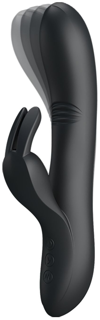 Чёрный вибратор с клиторальным отростком Dylan - 21 см.