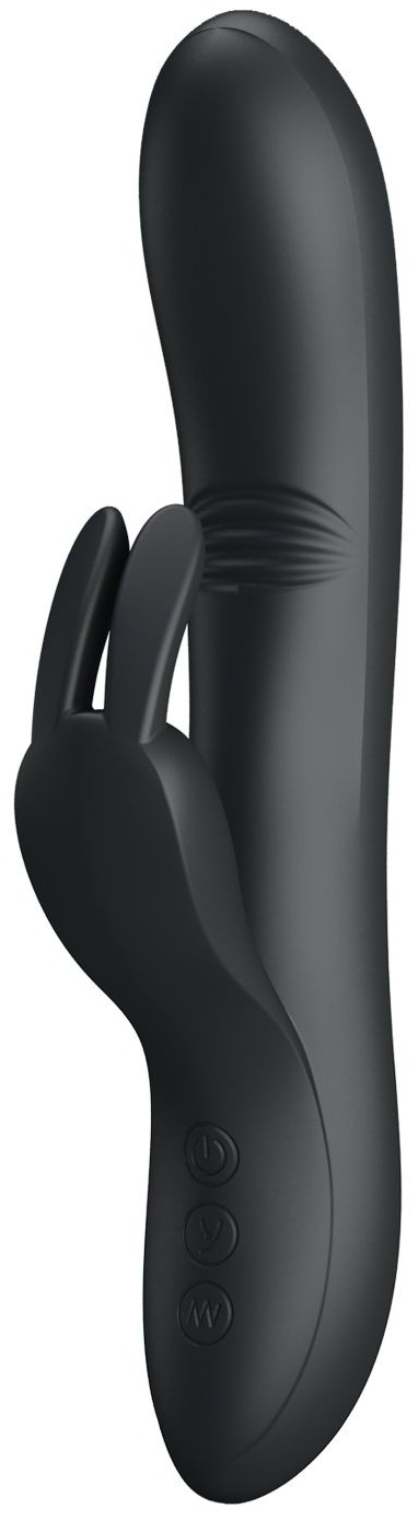 Чёрный вибратор с клиторальным отростком Dylan - 21 см.