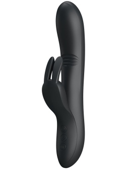 Чёрный вибратор с клиторальным отростком Dylan - 21 см.