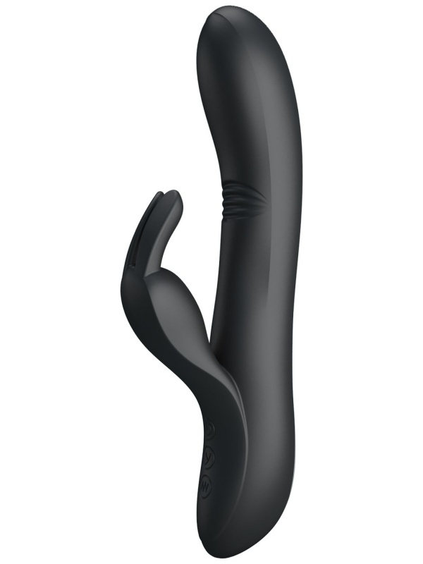 Чёрный вибратор с клиторальным отростком Dylan - 21 см.