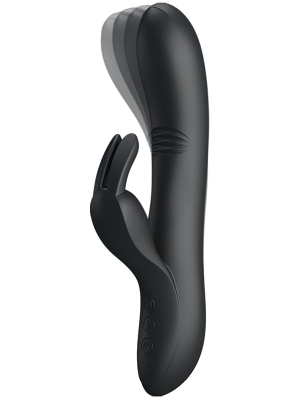 Чёрный вибратор с клиторальным отростком Dylan - 21 см.