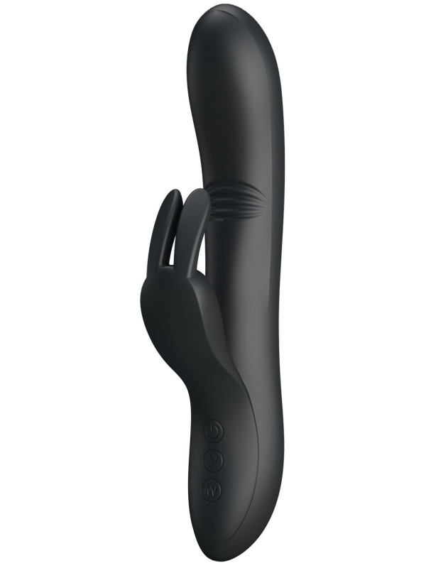 Чёрный вибратор с клиторальным отростком Dylan - 21 см.