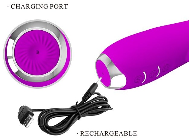 Лиловый вибратор Molly с вращающимися бусинами - 20,5 см.