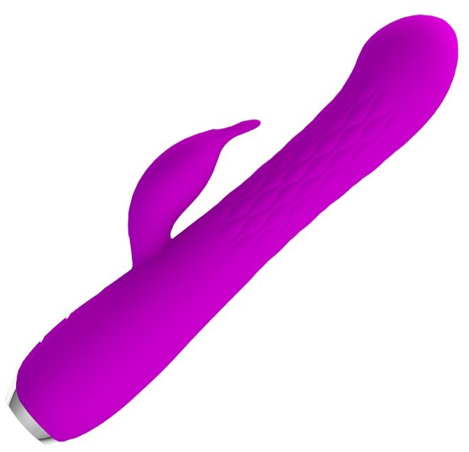 Лиловый вибратор Molly с вращающимися бусинами - 20,5 см.