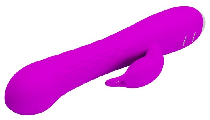 Лиловый вибратор Molly с вращающимися бусинами - 20,5 см.