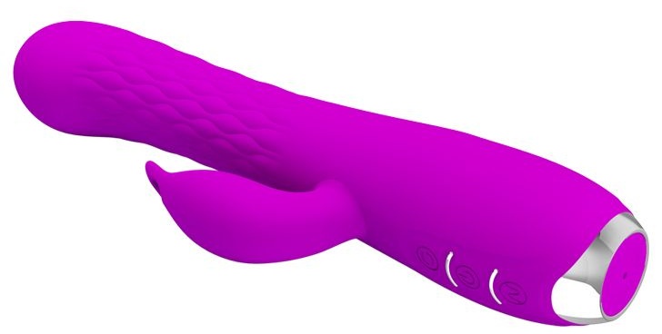 Лиловый вибратор Molly с вращающимися бусинами - 20,5 см.