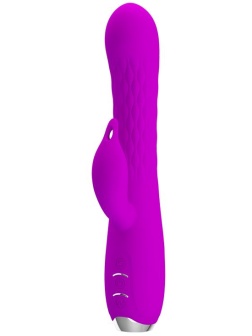 Лиловый вибратор Molly с вращающимися бусинами - 20,5 см.