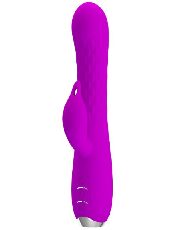 Лиловый вибратор Molly с вращающимися бусинами - 20,5 см.