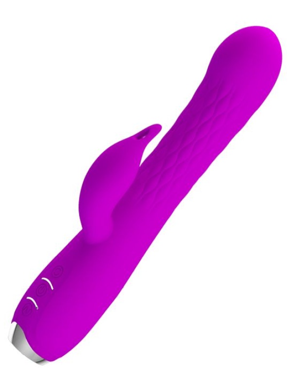 Лиловый вибратор Molly с вращающимися бусинами - 20,5 см.