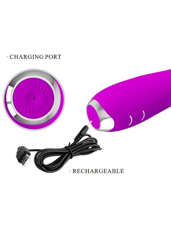 Лиловый вибратор Molly с вращающимися бусинами - 20,5 см.