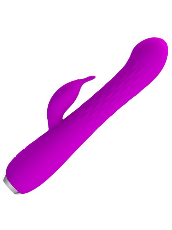 Лиловый вибратор Molly с вращающимися бусинами - 20,5 см.