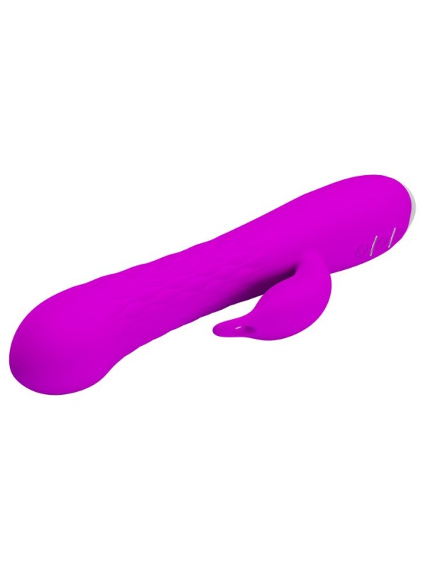 Лиловый вибратор Molly с вращающимися бусинами - 20,5 см.