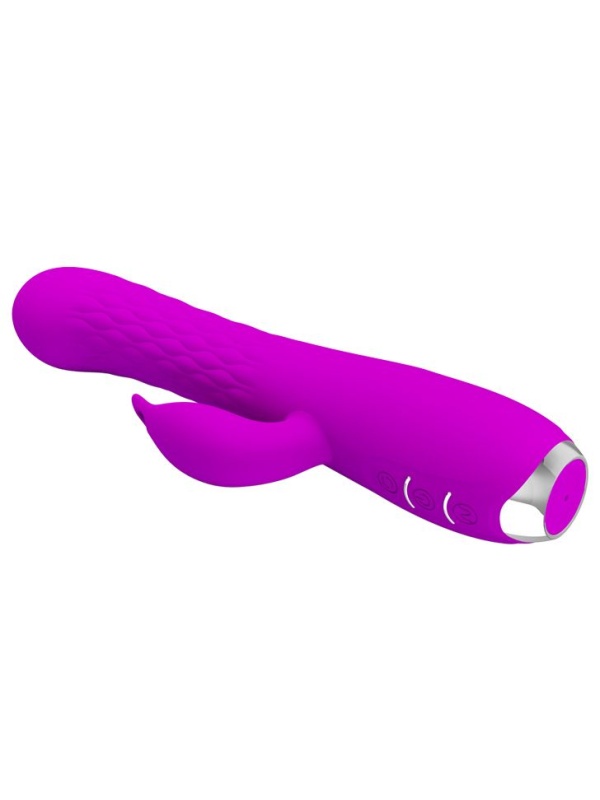 Лиловый вибратор Molly с вращающимися бусинами - 20,5 см.