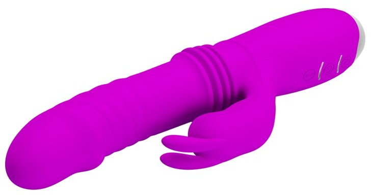 Лиловый вибратор Dorothy с функцией поступательных движений - 19,7 см.