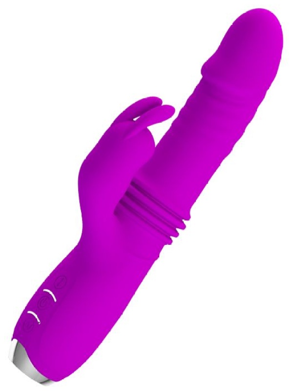 Лиловый вибратор Dorothy с функцией поступательных движений - 19,7 см.