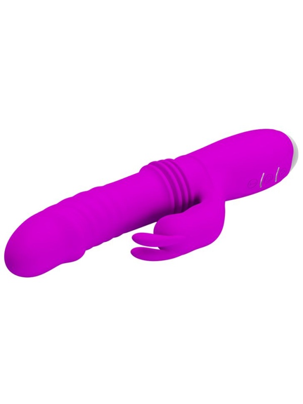 Лиловый вибратор Dorothy с функцией поступательных движений - 19,7 см.