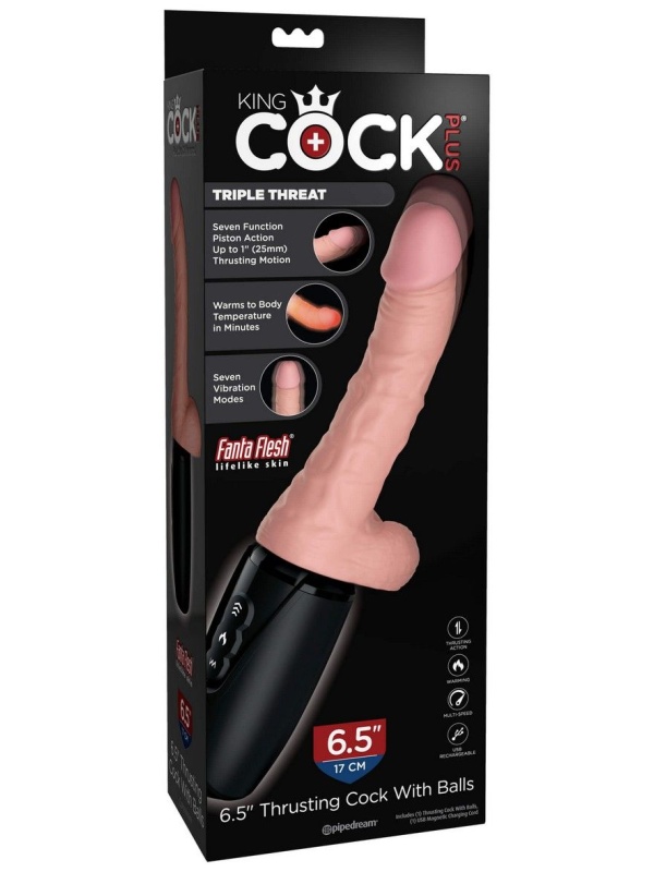 Хай-тек вибратор с функцией толкания 6.5 Thrusting Cock With Balls
