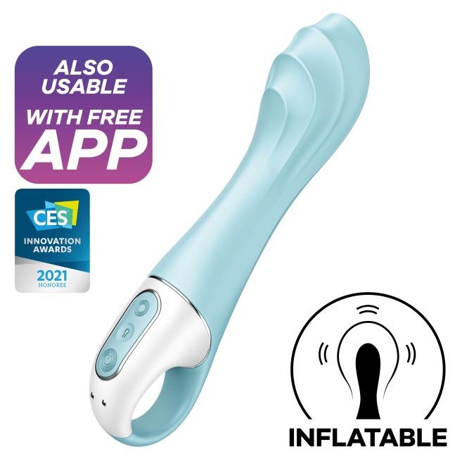 Голубой вибромассажер Air Pump Vibrator 5+ - 21 см.